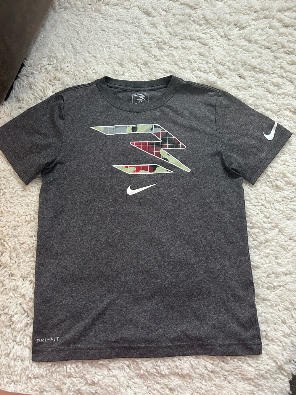 RBX Dark Gray Short Sleeve Tee with Multicolor Geometric Logo